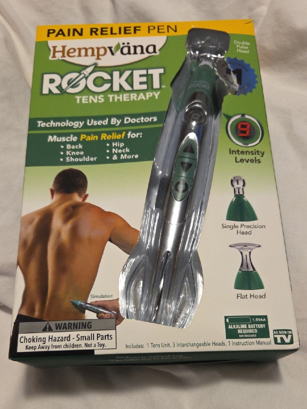 Hempvana Rocket TENS Therapy Pain Relief Pen - Green & Silver
